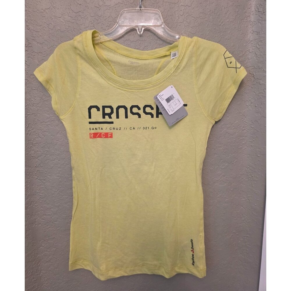 Reebok CrossFit Ladies Yellow Charter Short Sleeve Tee Shirt S NEW Lightweight